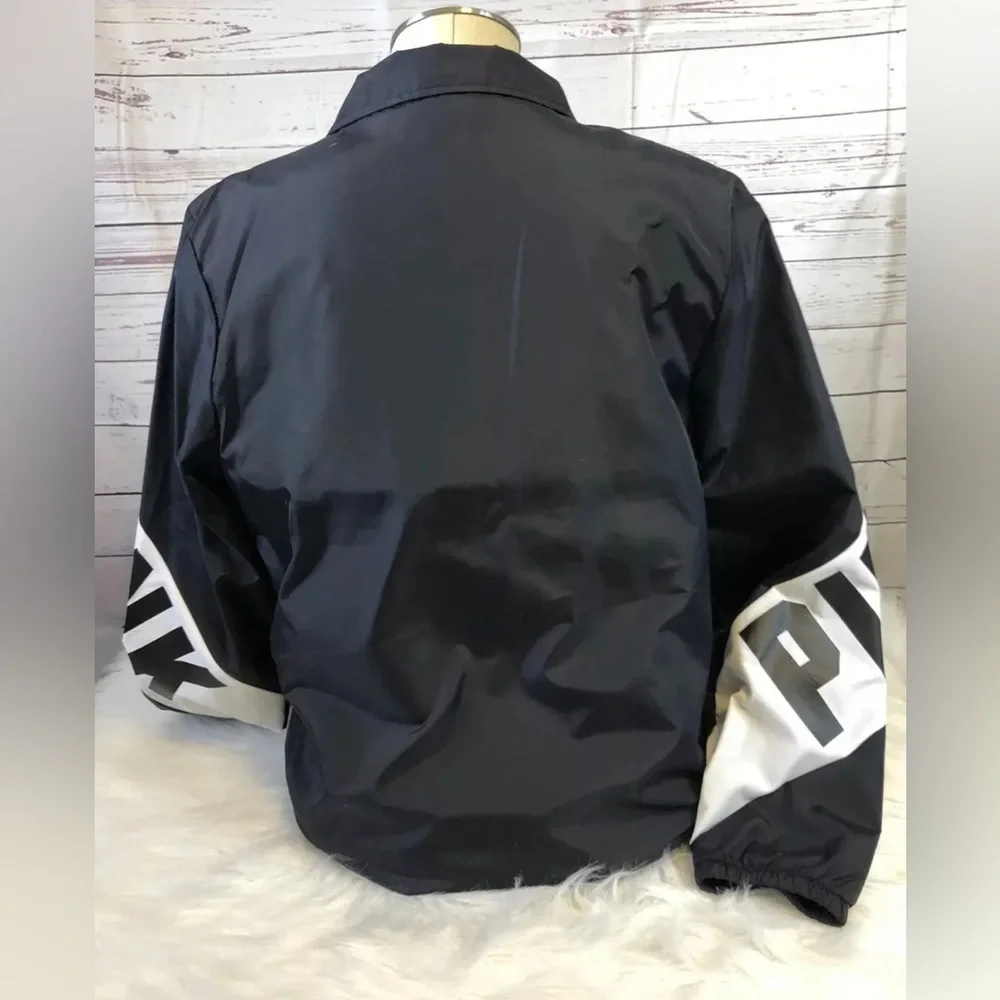 VICTORIAS SECRET PINK BLACK SHERPA LINED ANORAK WINDBREAKER COAT JACKET Sz M - Picture 6 of 15